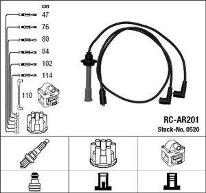 Tändkabelsats, ALFA ROMEO 75, SZ, 60 53 48 55, 60 57 30 30, 60534855, 60573030
