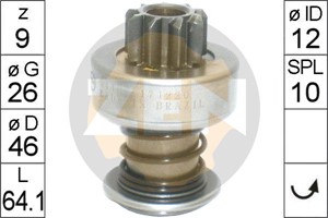 Frihjulsväxel, startmotor, PEUGEOT 304, 304 Break, 305 I, 305 II, 305 Break I, 305 Break II, PORSCHE 924, 944, 944 Cabriolet