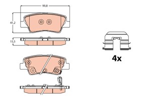 Bromsbeläggsats, Bakaxel, KIA SOUL II, 58101-E4A10, 58302-E4A10
