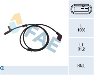 ABS-givare, Sensor, hjulvarvtal, Bakaxel höger, MERCEDES-BENZ, 203 540 02 17, 203 540 14 17, A 203 540 02 17, A 203 540 14 17, ALS-366