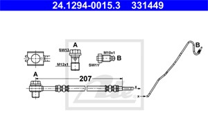 Bromsslang, Bakaxel höger, På bromsok, AUDI,SEAT,VW, 6R0 611 764 A, 6R0 611 764 B, 6R0 611 764 F, 6R0 611 764 M