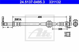 Bromsslang, Bakaxel, MERCEDES-BENZ SPRINTER 3, 5-t Buss [B906], SPRINTER 3, 5-t Flak/chassi [B906], SPRINTER 3, 5-t Skåp [B906], 906 428