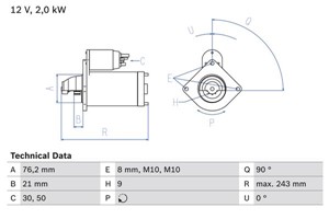 Startmotor, OPEL OMEGA B, OMEGA B Kombi, VAUXHALL OMEGA, 12 41 2 246 570, 12 41 2 246 571, 12 41 2 446 570, 12 41 4 371 646, 1202141, 12