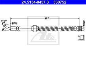 Bromsslang, Framaxel, Nedre, Upptill, NISSAN,OPEL,RENAULT,VAUXHALL, 44 03 645, 46201-00QAC, 82 00 057 460, 82 00 673 551, 9111645