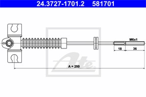 Vajer, parkeringsbroms, Fram, NISSAN, 36402-50J10, 36402-70J00