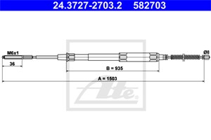 Vajer, parkeringsbroms, Bak, SEAT CORDOBA, CORDOBA Vario, IBIZA II, 6K0 609 721