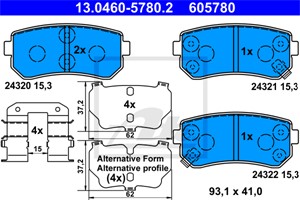 Bromsbeläggsats, Bakaxel, HYUNDAI,KIA, 58302-0ZA00, 58302-1GA00, 58302-1HA00, 58302-1HA10, 58302-1JA30, 58302-1JA31, 58302-1MA00, 58302-