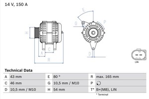 Generator, FORD MONDEO IV, MONDEO Sedan IV, MONDEO Turnier IV, MONDEO Van IV, VOLVO S80 II, V70 III, 1458640, 30795169, 36000798, 7G9N 1