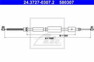 Vajer, parkeringsbroms, Vänster bak, CITROËN ZX, PEUGEOT 306 Cabriolet, 4745 F8, 96 032 565