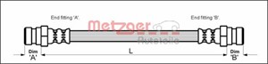 Bromsslang, Höger bak, Vänster bak, FIAT,LANCIA,SKODA, 005 312 587, 6U0 611 775 A, 6U0 611 775 B, 6U0 611 775 C, 6U0 611 775