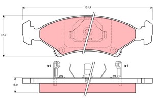 Bromsbeläggsats, Framaxel, KIA SEPHIA, SEPHIA Sedan, SHUMA II, SHUMA Sedan, 0K20A-3323Z, 0K239-3323Z, OK20A-3323Z