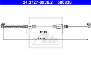Vajer, parkeringsbroms, Höger bak, PEUGEOT 406, 406 Break, 4745 R2