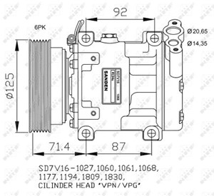 Kompressor, klimatanläggning, DACIA,LADA,RENAULT, 6001547455, 6001548723, 6001549991, 8200117767, 8200212548, 8200526884, 8200600135, 82