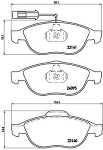 Bromsbeläggsats, ALFA ROMEO 147, 156, 156 Sportwagon, LANCIA LYBRA, LYBRA SW, 71769141, 71770957, 77362225, 9948887, 9951226