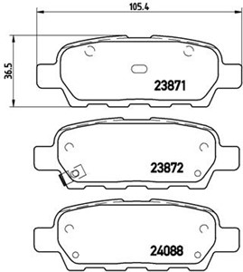 Bromsbeläggsats, Bakaxel, INFINITI,NISSAN,RENAULT, 410601408R, 440000027R, 440608H385, 44060AL585, 44060AL586, 44060AL587, 44060AL588, 4