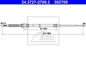 Vajer, parkeringsbroms, Bak, SEAT LEON, LEON SC, LEON Skåp/halvkombi, LEON ST, LEON ST Skåp / kombi, 5Q0 609 721 AS