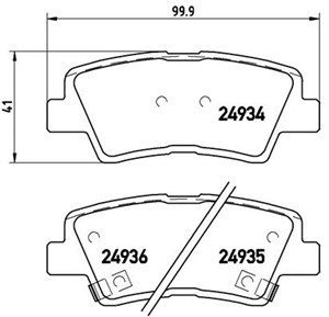 Bromsbeläggsats, Bakaxel, HYUNDAI,KIA,SSANGYONG, 48413341A0, 583022EA31, 583022HA50, 583022HA51, 583022KA00, 583022KA10, 583022KA50, 583
