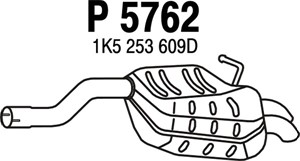 Bakre ljuddämpare, Bak, SKODA OCTAVIA II, OCTAVIA Combi II, 1K5253609B, 1K5253609D, 1Z0253609P