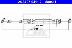Vajer, parkeringsbroms, Fram, MERCEDES-BENZ 124 Sedan [W124], 124 T-Model [S124], E-KLASS [W124], E-KLASS T-Model [S124], 124 420 10 85,