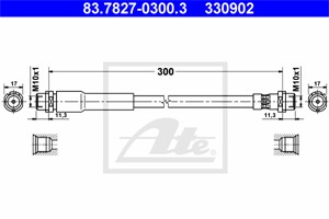 Bromsslang, Bakaxel, FORD FIESTA V, FIESTA Van V, MAZDA 2, 1151027, 1217819, 1426701, 2S61-2282-AD, 2S61-2282-AE, 2S61-2282-AF, D350-43-