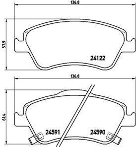 Bromsbeläggsats, Framaxel, TOYOTA AURIS, AURIS Skåp/halvkombi, COROLLA Sedan, 0446502160, 0446502200, 0446502210, 0446502260, 0446502270
