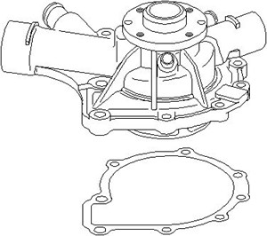 Vattenpump, MERCEDES-BENZ VITO Buss [W638], VITO Skåp [W638], V-KLASS [638/2], 111 200 21 01, 111 200 38 01
