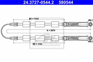 Vajer, parkeringsbroms, Bak, FIAT CINQUECENTO, SEICENTO / 600, SEICENTO / 600 Skåp/halvkombi, 46517955
