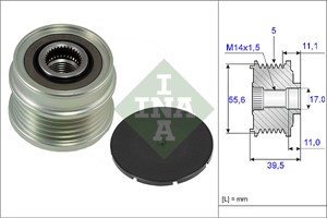 Frihjulskoppling, generator, FORD FOCUS II, VOLVO C30, C70 Cabriolet II, S40 II, V50, 30659346, 30659369, 30667103, 30737529, 36001463,