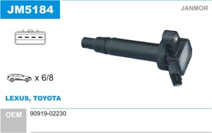 Tändspole, LEXUS GS, IS I, IS SportCross, LS, SC Cabriolet, TOYOTA LAND CRUISER 100, LAND CRUISER 200, 90919-02230