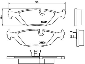 Bromsbeläggsats, ALPINA B6, BMW 3 [E30], 3 Cabriolet [E30], 3 Touring [E30], 5 [E28], 6 [E24], 7 [E23], 34211153196, 34211153913, 342111