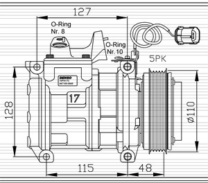 Kompressor, klimatanläggning, BMW 7 [E38], 1470096, 3B0 609 721 AC, 3B0 609 721 F, 3B0 609 721 L, 3B0 609 721 S, 64521470096, 6452838591