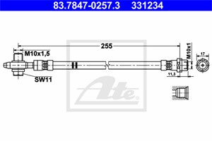 Bromsslang, Bakaxel, Bakaxel höger, AUDI,SEAT,SKODA,VW, 1K0 611 776, 561 611 776, 5C0 611 776