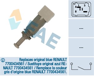 Bromsljuskontakt, MITSUBISHI,NISSAN,OPEL,RENAULT,SMART,VAUXHALL, 11 31 2 246 810, 25320-00QAC, 25320-00QAD, 4408512, 4545450314, 77 00 4