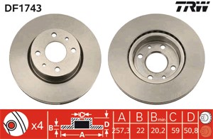 Bromsskiva, Framaxel, ALFA ROMEO 164, FIAT CROMA, LANCIA THEMA, THEMA SW, 0000060812685, 00608 07625, 0060805172, 0060812685, 0082451441