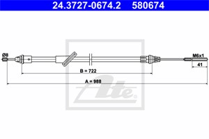 Vajer, parkeringsbroms, Fram, FORD MAVERICK, 3L84-2853-CA, 4086100, 4532486, YL8Z-2853-CA