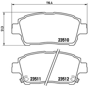 Bromsbeläggsats, Framaxel, TOYOTA, 044650W050, 0446512580, 0446512590, 0446512591, 0446512592, 0446513020, 0446513040, 0446513041, 04465