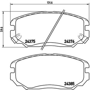 Bromsbeläggsats, HYUNDAI GRANDEUR, SONATA V, 581013FA01, 581013KA20, 581013KA30, 581013KA32, 581013LA10, 581013LA11