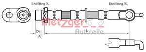 Bromsslang, Vänster fram, TOYOTA YARIS, 90080-94203, 90947-02A46