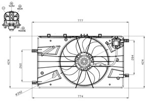 Fläkt, kylare, CHEVROLET,OPEL,VAUXHALL, 000000 006341, 1314001, 13267641, 13289623, 13289626, 13335182, 13335190, 13368577, 1341059, 134