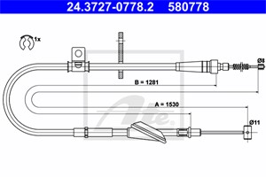 Vajer, parkeringsbroms, Höger bak, OPEL AGILA, VAUXHALL AGILA Mk I, 47 06 688, 9211155