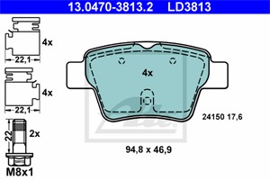 Bromsbeläggsats, Bakaxel, CITROËN,PEUGEOT, 4253 22, 4253 25, 4253 40, 4253 98, 4253 99, 4254 40, 4254 76