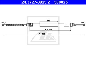 Vajer, parkeringsbroms, Höger bak, PEUGEOT 406, 406 Break, 4745 H2, 4745 L5