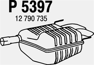Bakre ljuddämpare, Bak, SAAB 9-3, 9-3 Cabriolet, 9-3 Kombi, 12765683, 12790735, 12790737, 12804375